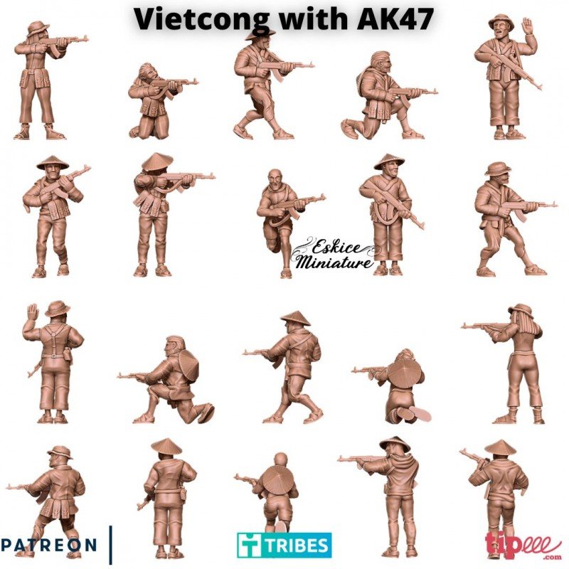 Figurine King & Country Viet Cong Sapper AK47 VN102 54mm Plomb Peint