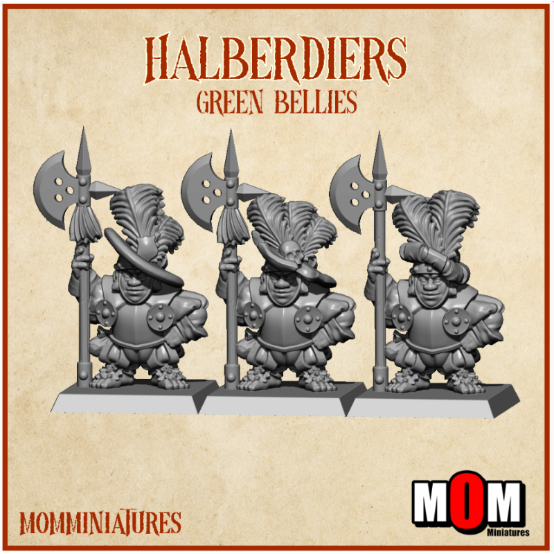 Halfling halberdiers. Green bellies