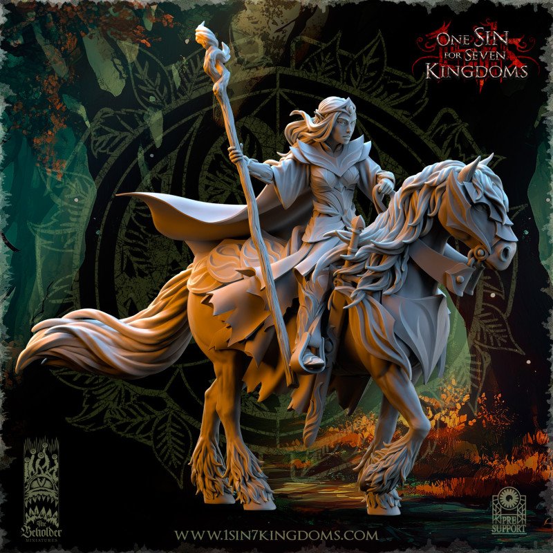 Nuara Whisper of the Trees on Horseback. Evergreen Elves
