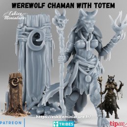 Chamán hombre lobo con tótem