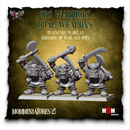 Guerreros orcos con dos armas. Clan de Guerra Colmillo Negro