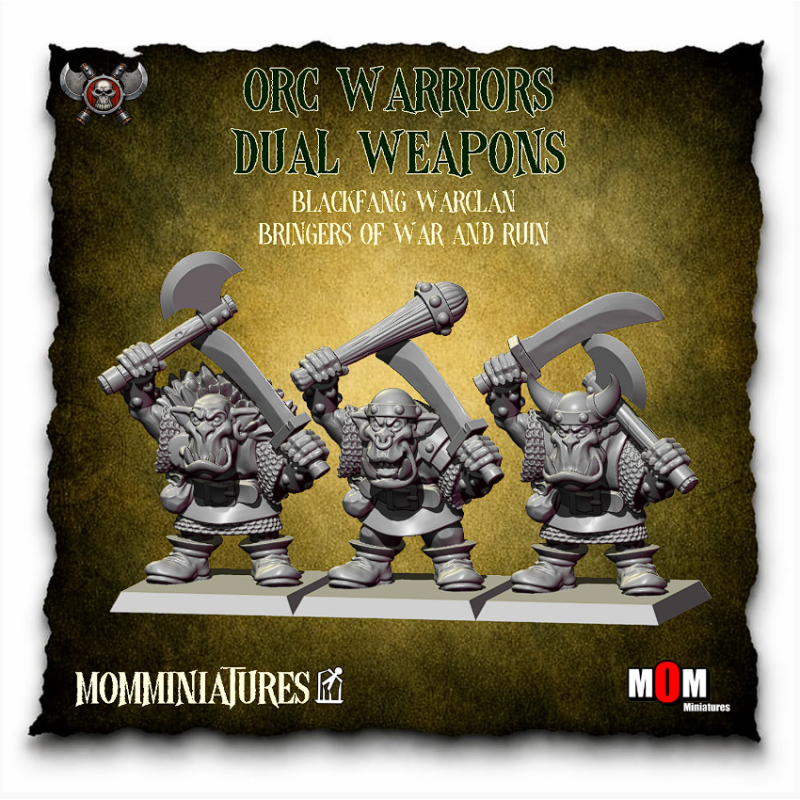 Guerreros orcos con dos armas. Clan de Guerra Colmillo Negro