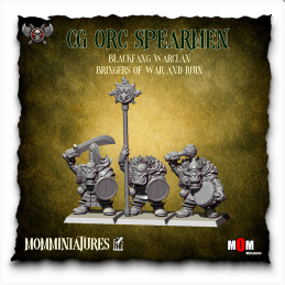 Orc Spearmen Command Group. Blackfang Warclan