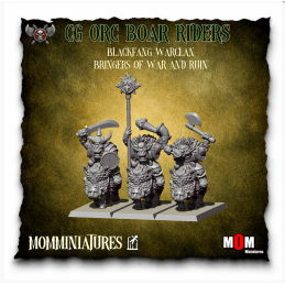 Grupo de mando de jinetes de jabalí orcos. Clan de Guerra Colmillo Negro
