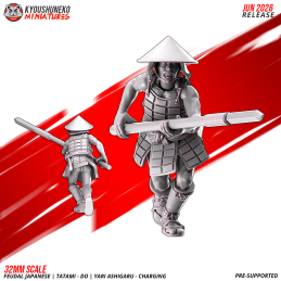 Ashigaru Tatami-dō con yari en carga. Nipón