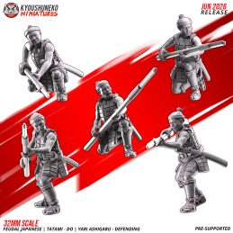 Ashigaru Tatami-dō con yari en defensa. Nipón