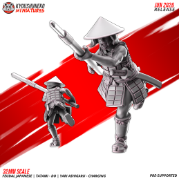 Ashigaru Tatami-dō con yari en carga. Nipón