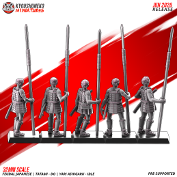 Ashigaru Tatami-dō con yari en reposo. Nipón