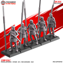 Ashigaru Tatami-dō con yari en reposo. Nipón