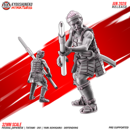 Ashigaru Tatami-dō con yari en defensa. Nipón