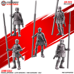 Ashigaru Tatami-dō con yari en reposo. Nipón