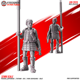 Ashigaru Tatami-dō con yari en reposo. Nipón