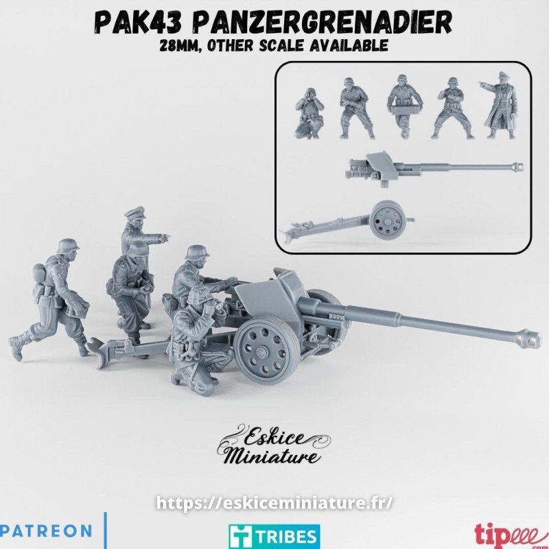 Cañón antitanque Pak 43 con dotación Panzergrenadier