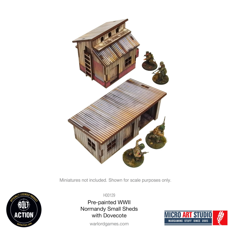 Pre-Painted WW2 Normandy Small Sheds with Dovecote