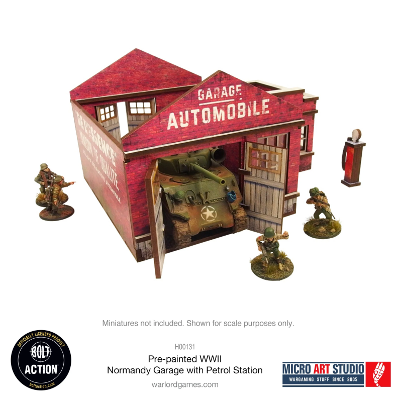 Pre-Painted WW2 Normandy Garage with Petrol Station