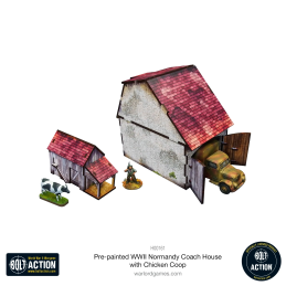 Pre-painted WW2 Normandy Coach House with Chicken Coop