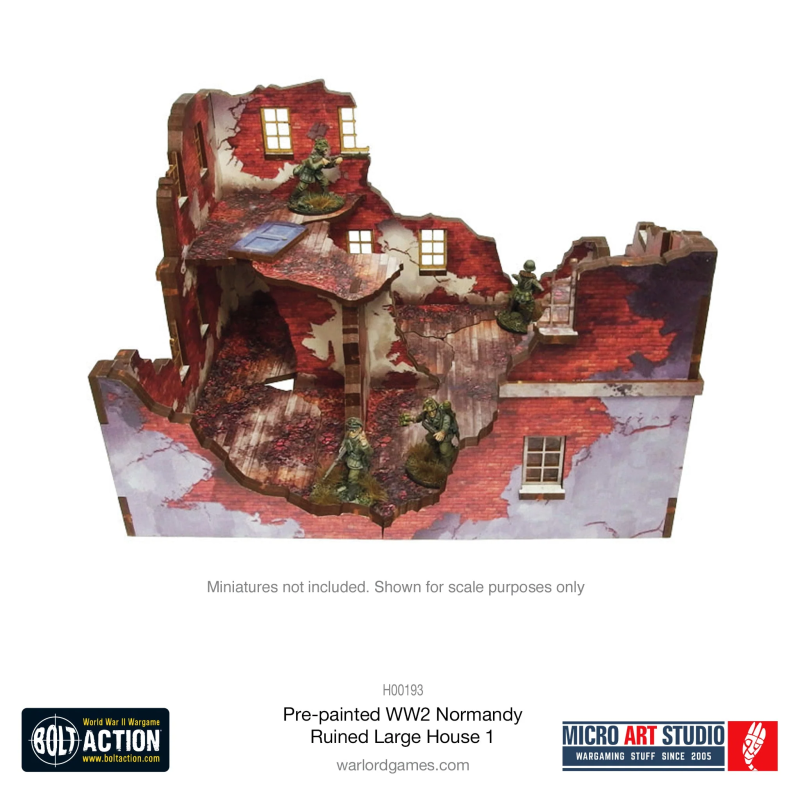 Pre-painted WW2 Normandy Ruined Large House 1