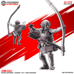 Arqueros Ashigaru Kozane-dō con yumi. Nipón