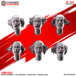 Dynamic Loose Hair Ashigaru Heads. Nippon