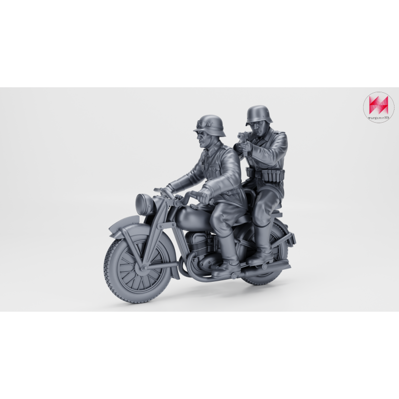 Motocicleta DKW NZ350 con 2 tripulantes