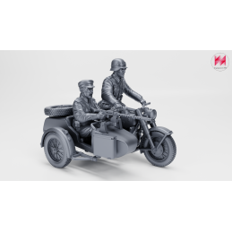 Motocicleta BMW R75 con sidecar y 2 tripulantes