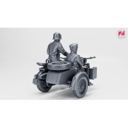 Motocicleta BMW R75 con sidecar y 2 tripulantes