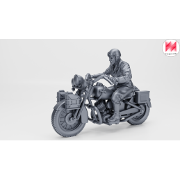 Motocicleta Harley-Davidson WLA con conductor