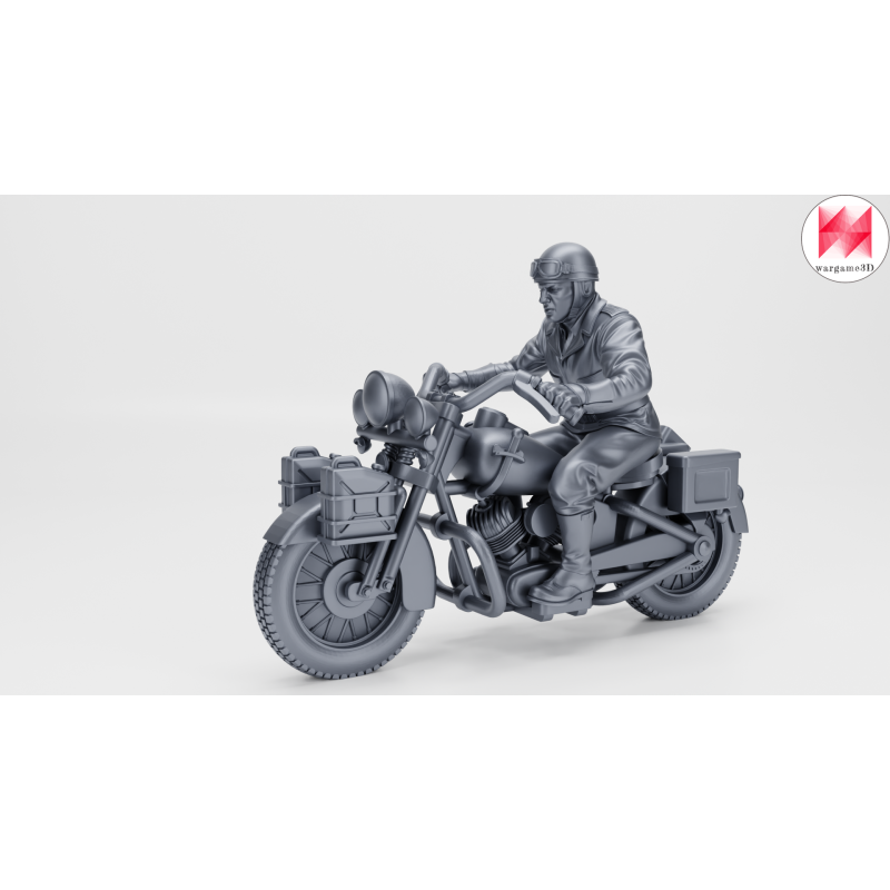 Motocicleta Harley-Davidson WLA con conductor