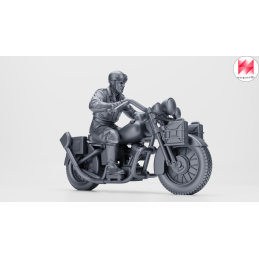 Motocicleta Harley-Davidson WLA con conductor