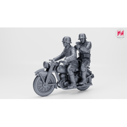 Motocicleta DKW NZ350 con 2 tripulantes