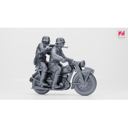 Motocicleta DKW NZ350 con 2 tripulantes