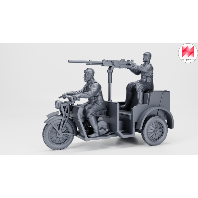 Triciclo militar Moto Guzzi Trialce con 2 tripulantes