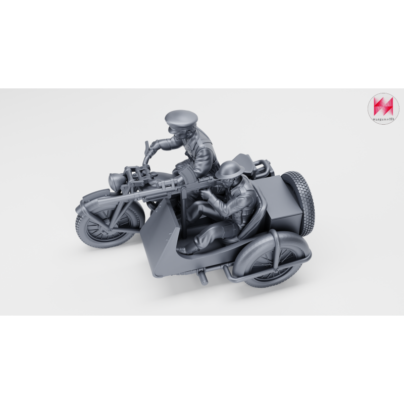 Motocicleta Norton 633 WD Big 4 con sidecar y 2 tripulantes