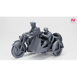 Motocicleta Norton 633 WD Big 4 con sidecar y 2 tripulantes