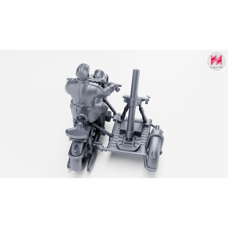Motocicleta IMZ-Ural M-72 con sidecar, mortero y conductor