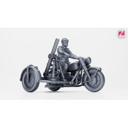 Motocicleta IMZ-Ural M-72 con sidecar, mortero y conductor