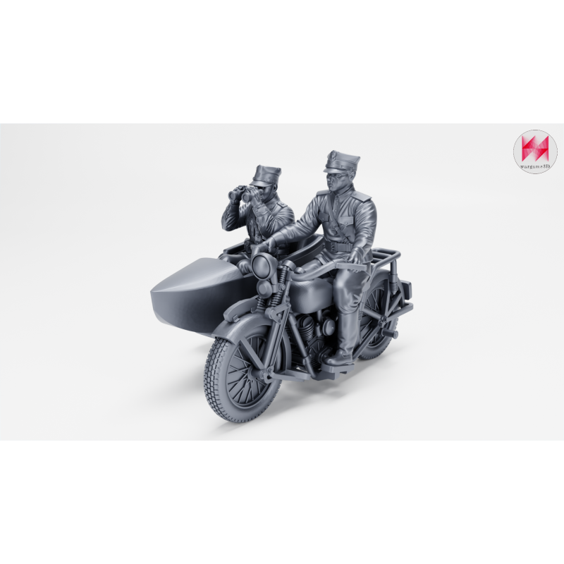 Motocicleta Sokol 1000 (CWS M111) con sidecar y 2 tripulantes