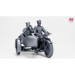 Motocicleta Sokol 1000 (CWS M111) con sidecar y 2 tripulantes