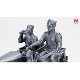 Motocicleta Sokol 1000 (CWS M111) con sidecar y 2 tripulantes