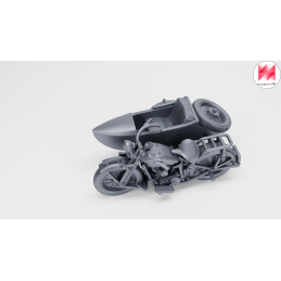 Motocicleta Sokol 1000 (CWS M111) con sidecar y 2 tripulantes