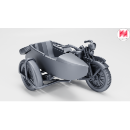Motocicleta Sokol 1000 (CWS M111) con sidecar y 2 tripulantes