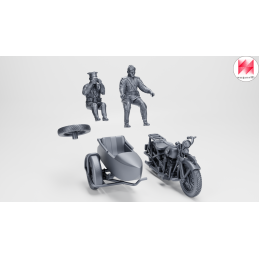 Motocicleta Sokol 1000 (CWS M111) con sidecar y 2 tripulantes