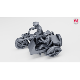 Motocicleta Norton 633 WD Big 4 con sidecar y 2 tripulantes