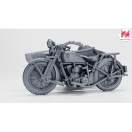 Motocicleta Sokol 1000 (CWS M111) con sidecar y 2 tripulantes