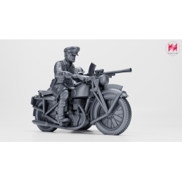 Motocicleta Norton 633 WD Big 4 con sidecar y 2 tripulantes