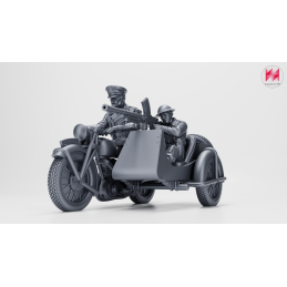 Motocicleta Norton 633 WD Big 4 con sidecar y 2 tripulantes