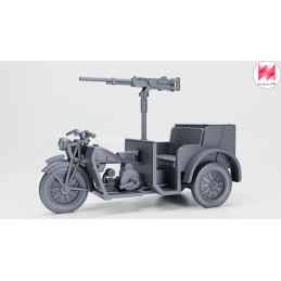 Triciclo militar Moto Guzzi Trialce con 2 tripulantes