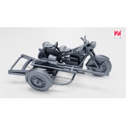 Motocicleta Nimbus Type C con sidecar, Madsen de 20 mm y 2 tripulantes