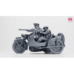 Motocicleta Norton 633 WD Big 4 con sidecar y 2 tripulantes