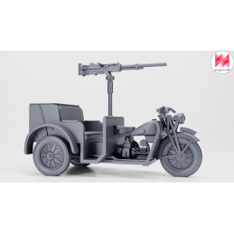 Triciclo militar Moto Guzzi Trialce con 2 tripulantes